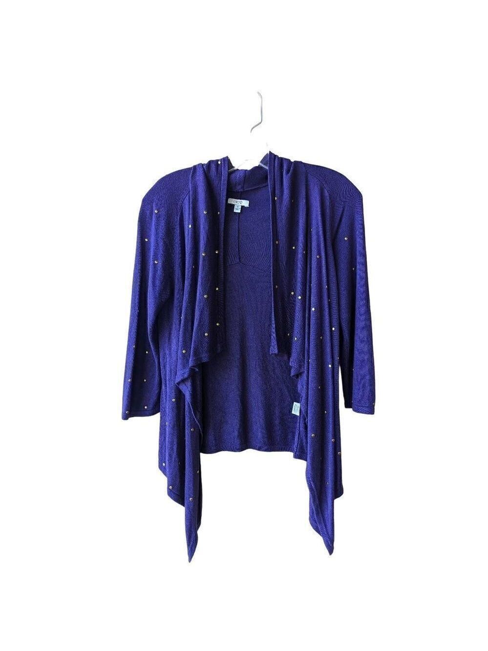 Cache Women's Purple Studded Open Front Cardigan Sweater Size Small
